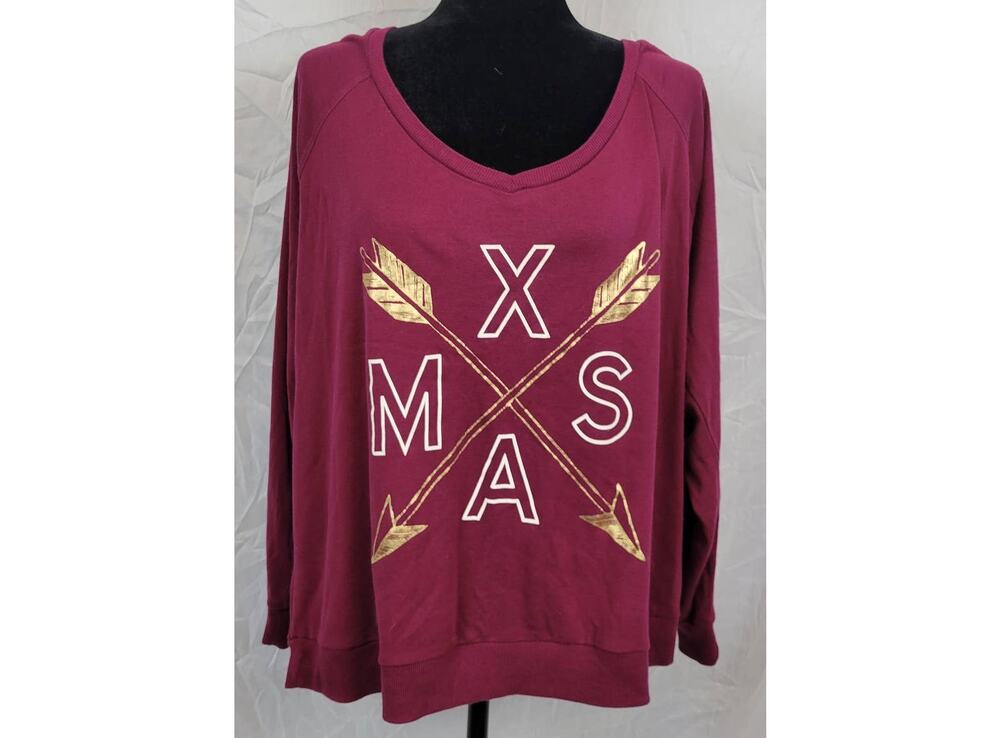 Bongo Plus Purple XMAS Long Sleeve Shirt Women's 2X